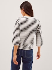 Monsoon Cream Shania Stripe Jersey Buttondown Top - Image 2 of 3