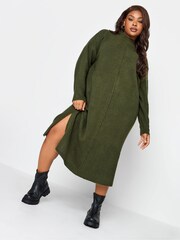 Yours Curve Green Exposed Seam Turtle Neck Dress - Image 1 of 4
