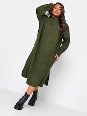 Yours Curve Green Exposed Seam Turtle Neck Dress - Image 3 of 4