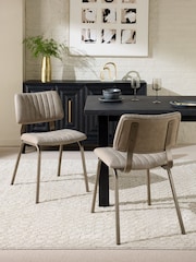 Set of 2 Monza Faux Leather Mink Brown Aiden Bronze Effect Leg Dining Chairs - Image 1 of 8