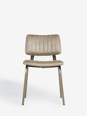 Set of 2 Monza Faux Leather Mink Brown Aiden Bronze Effect Leg Dining Chairs - Image 3 of 8