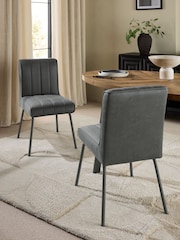 Set of 2 Monza Faux Leather Dark Grey Colter Dining Chairs - Image 1 of 8