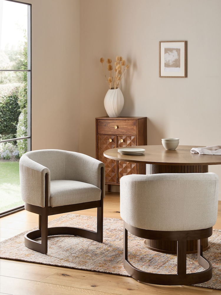 Tweedy Plain Light Natural Brady Walnut Effect Leg Dining Chair - Image 1 of 8