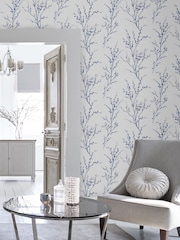 Laura Ashley Midnight Pussy Willow A4 Wallpaper Sample - Image 1 of 2