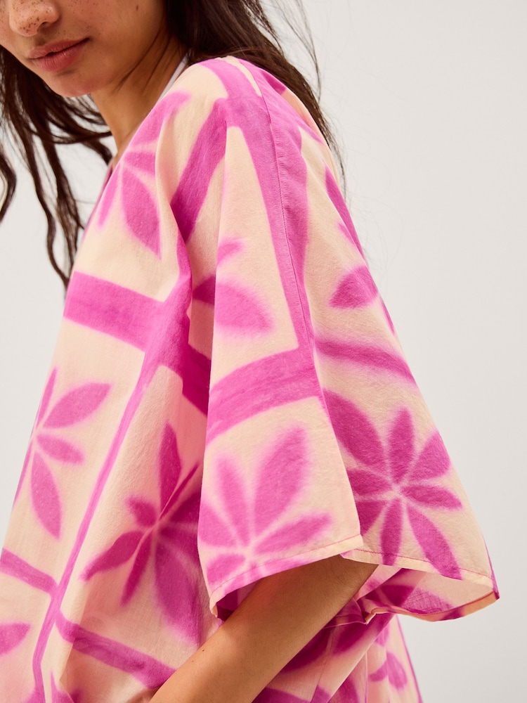 Monsoon Pink Cayla Artisanal Print Mini Kaftan - Image 2 of 5 Monsoon Pink Cayla Artisanal Print Mini Kaftan - Image 2 of 5