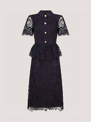 Monsoon Blue Alice Lace Peplum Midi Dress - Image 4 of 4