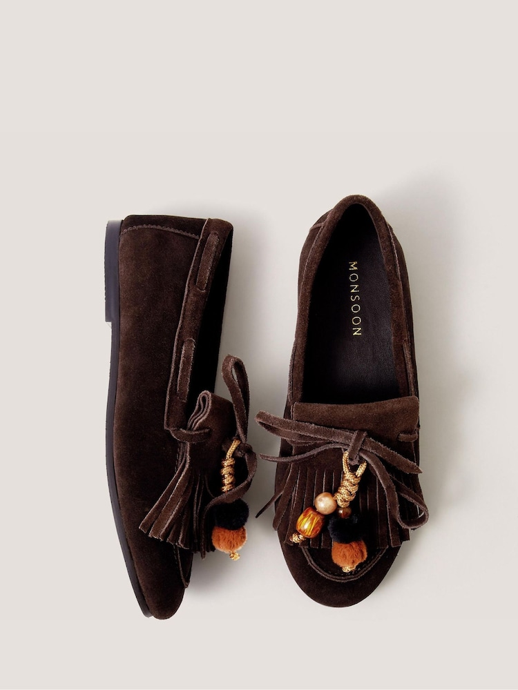 Monsoon Brown Tabitha Suede Moccasin Loafers - Image 1 of 2 Monsoon Brown Tabitha Suede Moccasin Loafers - Image 1 of 2