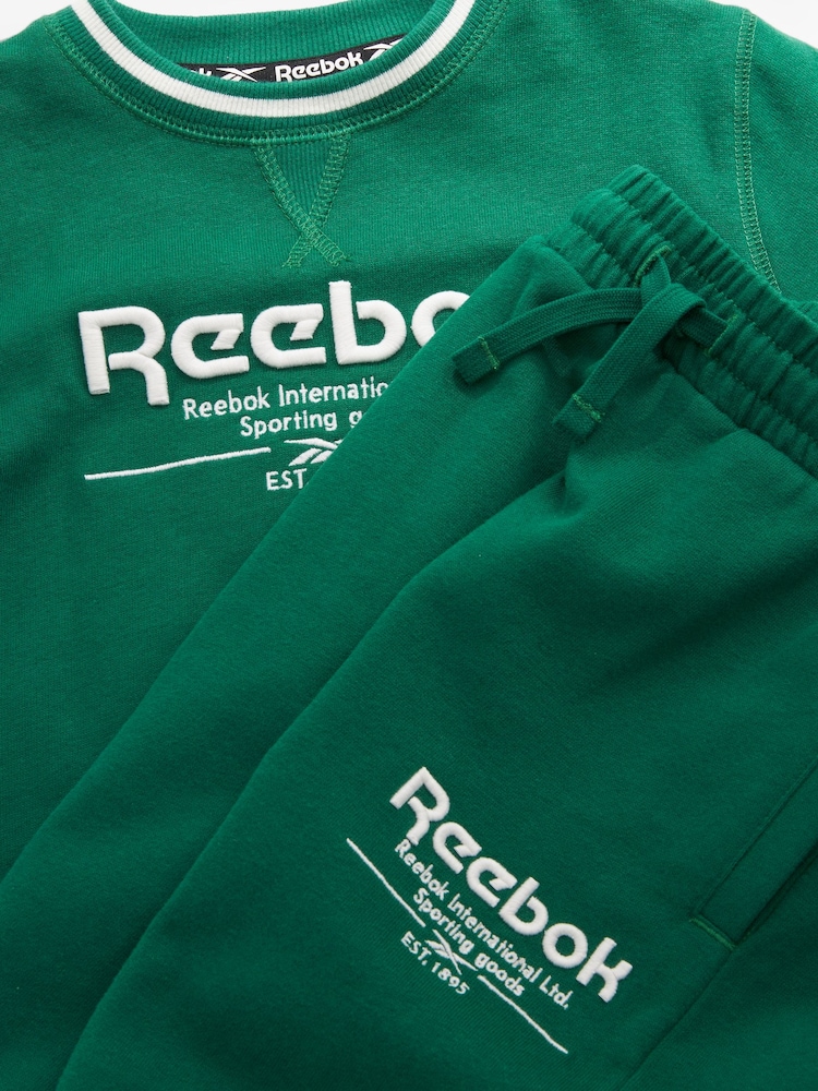 Reebok Green Junior 100% Cotton Sweatshirt and Joggers Set - Image 11 of 11