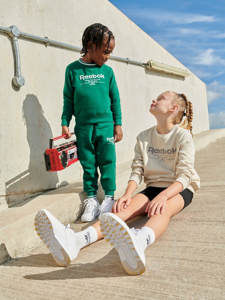 Reebok Green Junior 100% Cotton Sweatshirt and Joggers Set - Image 2 of 11