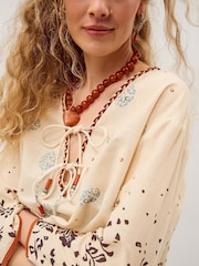 Monsoon Cream Aleah Tropical Print Midi Kaftan - Image 2 of 4