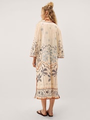 Monsoon Cream Aleah Tropical Print Midi Kaftan - Image 3 of 4
