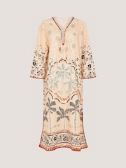 Monsoon Cream Aleah Tropical Print Midi Kaftan - Image 4 of 4