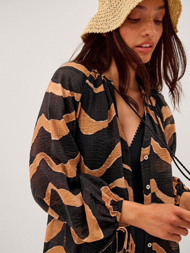 Monsoon Black Zahara Abstract Stripe Print Blouse - Image 1 of 3