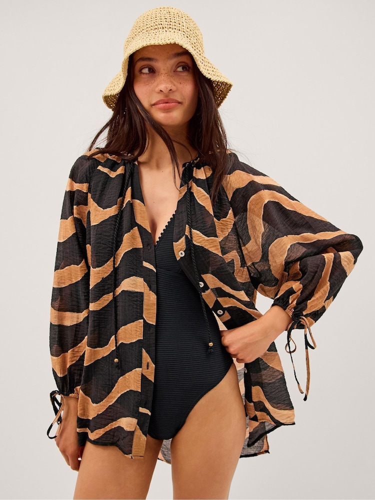 Monsoon Black Zahara Abstract Stripe Print Blouse - Image 2 of 3