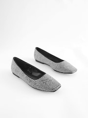 Black Forever Comfort® Bling Square Toe Ballerina - Image 5 of 9