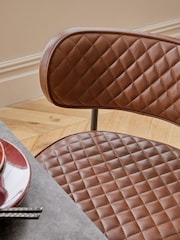 Set of 2 Faux Leather Tan Brown Murphy Dining Chairs - Image 2 of 10