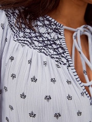 Monsoon Blue Mia Embroidered Print Midi Dress - Image 3 of 5
