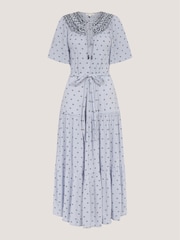 Monsoon Blue Mia Embroidered Print Midi Dress - Image 5 of 5