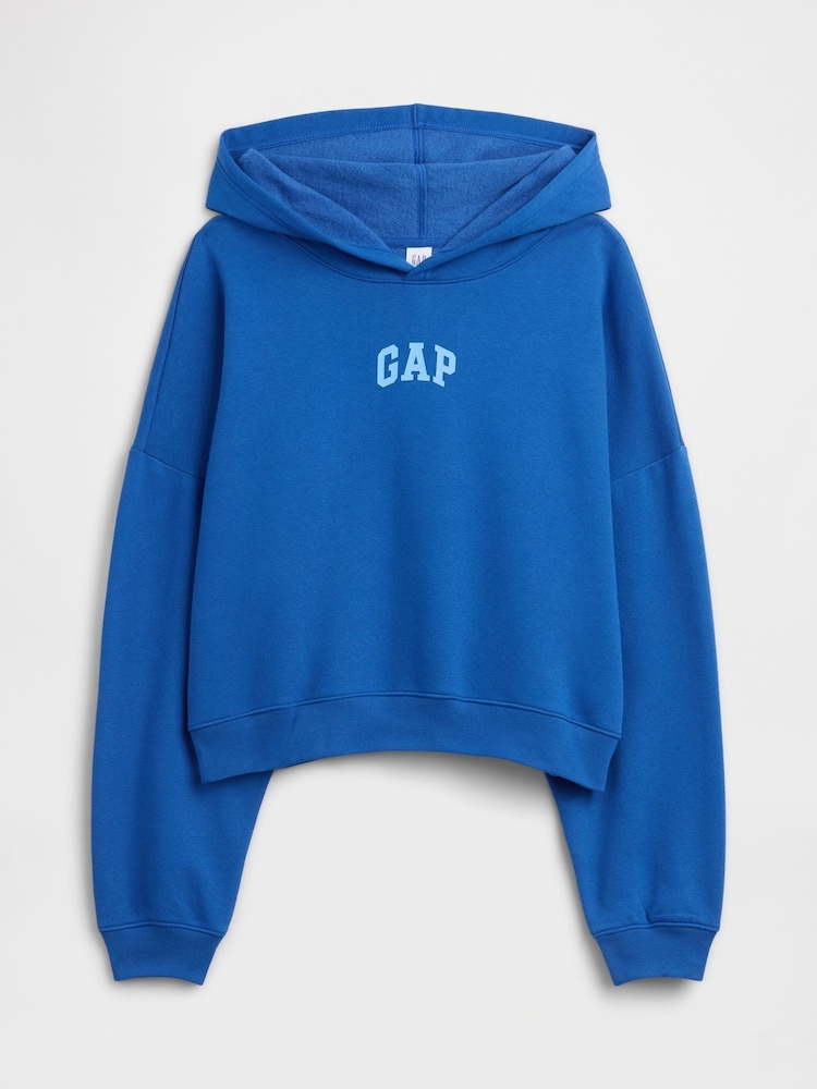 Bleu - Sweat-shirt à capuche Raccourci Gap Relaxed Mini-Logo - Image 5 sur 5