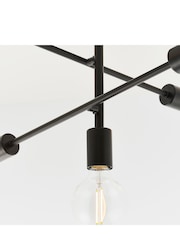 Gallery Home Chrome/Matt Black Industrial 6 Cluster Chrome 5 Light Flush Ceiling Light Pendant - Image 4 of 7