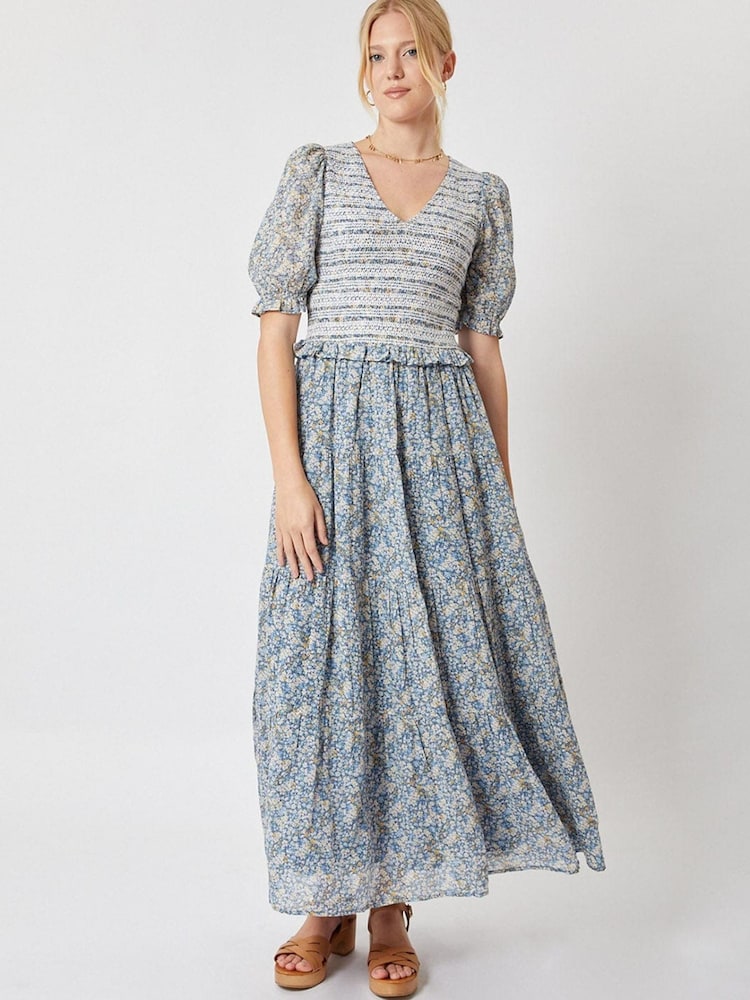 By Iris Blue Vanessa 100% Cotton Smocked Dress - Image 1 of 5