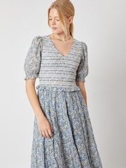 By Iris Blue Vanessa 100% Cotton Smocked Dress - Image 4 of 5