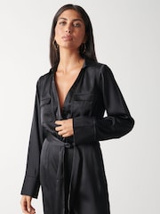 Pretty Lavish Black Carmen Satin Jumpsuit - Image 4 of 4