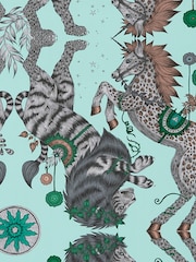 Clarke and Clarke Aqua Emma J Shipley Wilderie Caspian A4 Wallpaper Sample - Image 1 of 1