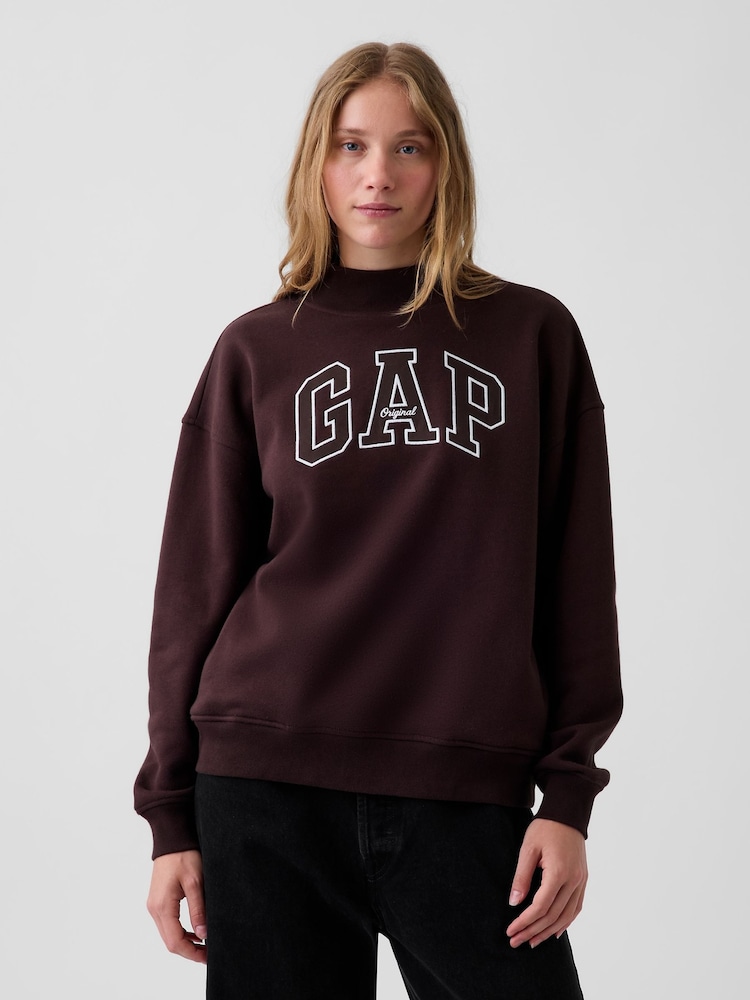 Καφετί - Gap VintageSoft Oversized Mock Neck Logo Sweatshirt - Εικόνα 1 από 5