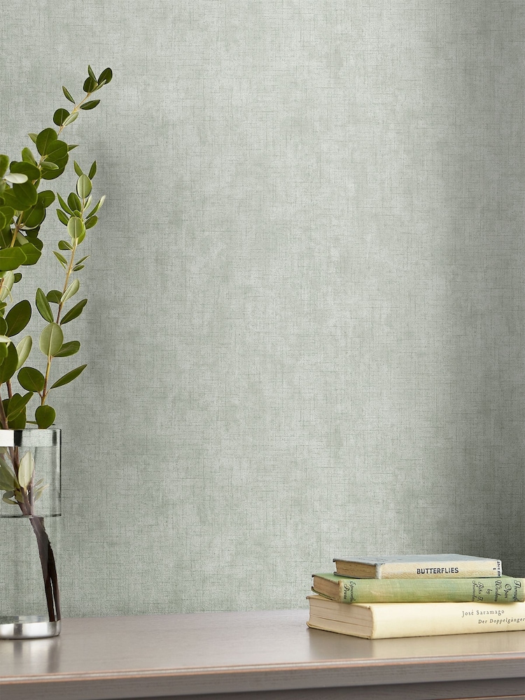 Laura Ashley Sage Leaf Green Plain Textured A4 Wallpaper Sample - Image 1 of 2