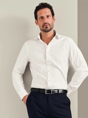 Charles Tyrwhitt Off White Non-Iron Twill Cutaway Slim Fit Shirt - Image 1 of 9