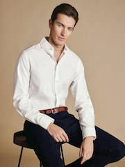 Charles Tyrwhitt Off White Non-Iron Twill Cutaway Slim Fit Shirt - Image 3 of 9