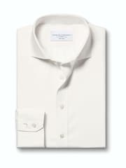 Charles Tyrwhitt Off White Non-Iron Twill Cutaway Slim Fit Shirt - Image 6 of 9