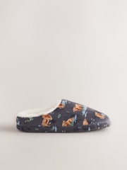 Grey Hamish Plush Mule Printed Slippers - Image 3 of 4