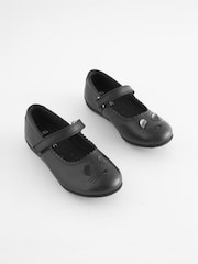 Schwarz - Mary-Jane-Schuhe aus Leder mit Motivdesign für die Schule - Bild 1 von 1