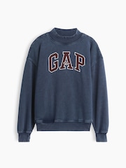 Ξεπλυμένο μπλε - Gap VintageSoft Oversized Mock Neck Logo Sweatshirt - Εικόνα 1 από 1