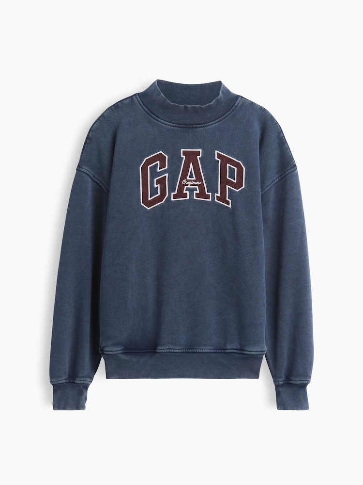 Ξεπλυμένο μπλε - Gap VintageSoft Oversized Mock Neck Logo Sweatshirt - Εικόνα 1 από 1