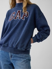 Azul lavado - Suéter extragrande de cuello alto con logotipo VintageSoft de Gap - Imagen 4 de 5