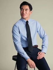 Charles Tyrwhitt Blue Stripe Non-iron Stretch Pinpoint Oxford Button Down Slim Fit Shirt - Image 3 of 8