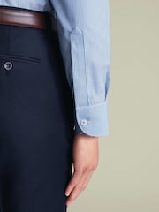 Charles Tyrwhitt Blue Stripe Non-iron Stretch Pinpoint Oxford Button Down Slim Fit Shirt - Image 5 of 8