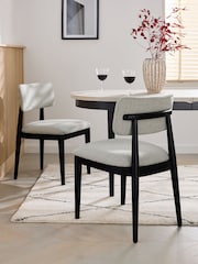 Set of 2 Tweedy Plain Light Grey Wrenley Black Leg Dining Chairs - Image 1 of 7