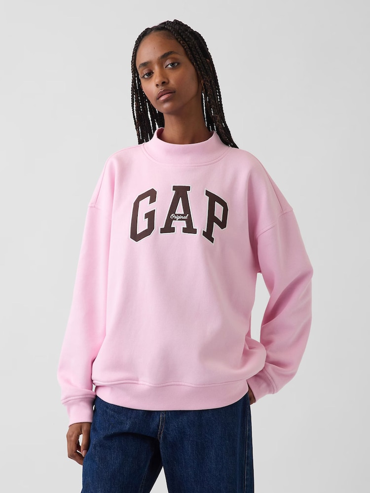 Ροζ - Gap VintageSoft Oversized Mock Neck Logo Sweatshirt - Εικόνα 1 από 5