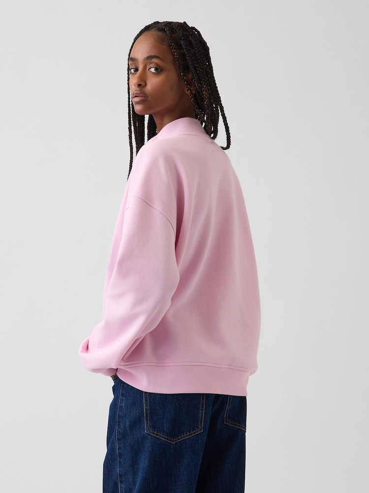 Ροζ - Gap VintageSoft Oversized Mock Neck Logo Sweatshirt - Εικόνα 2 από 5