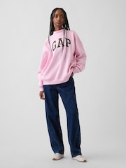 Ροζ - Gap VintageSoft Oversized Mock Neck Logo Sweatshirt - Εικόνα 3 από 5