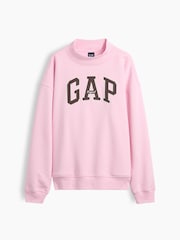 Ροζ - Gap VintageSoft Oversized Mock Neck Logo Sweatshirt - Εικόνα 4 από 5
