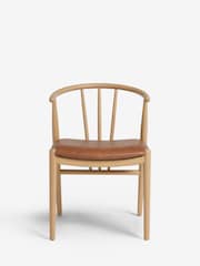 Set of 2 Distressed Faux Leather Tan Stockholm Light Wood Leg Dining Chairs - Image 3 of 8