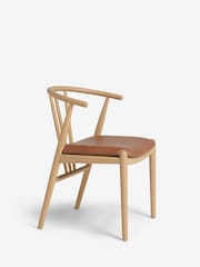 Set of 2 Distressed Faux Leather Tan Stockholm Light Wood Leg Dining Chairs - Image 4 of 8