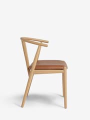 Set of 2 Distressed Faux Leather Tan Stockholm Light Wood Leg Dining Chairs - Image 6 of 8