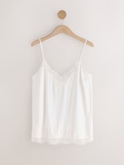 브라운/Cream - Lace Trim Satin Cami Tops 2 Pack - 5의 이미지 3