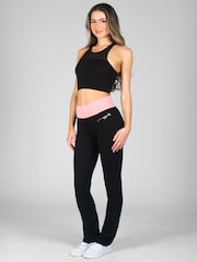 Pineapple Black/Pink Womens Contrast Band Bootcut Jersey Trousers - Image 3 of 4